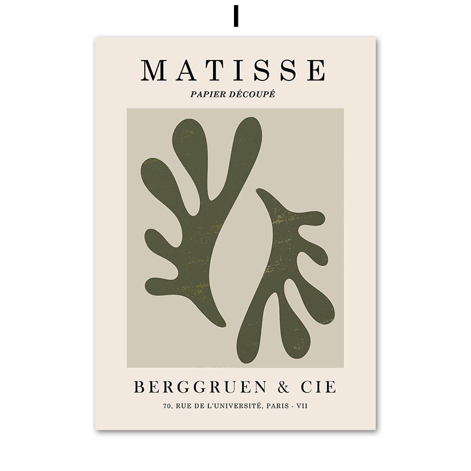 Matisse Green Leaf Coral Geometry Flower Market Posters And Prints Wall Art Canvas Painting For Living Room Decorative Pictures