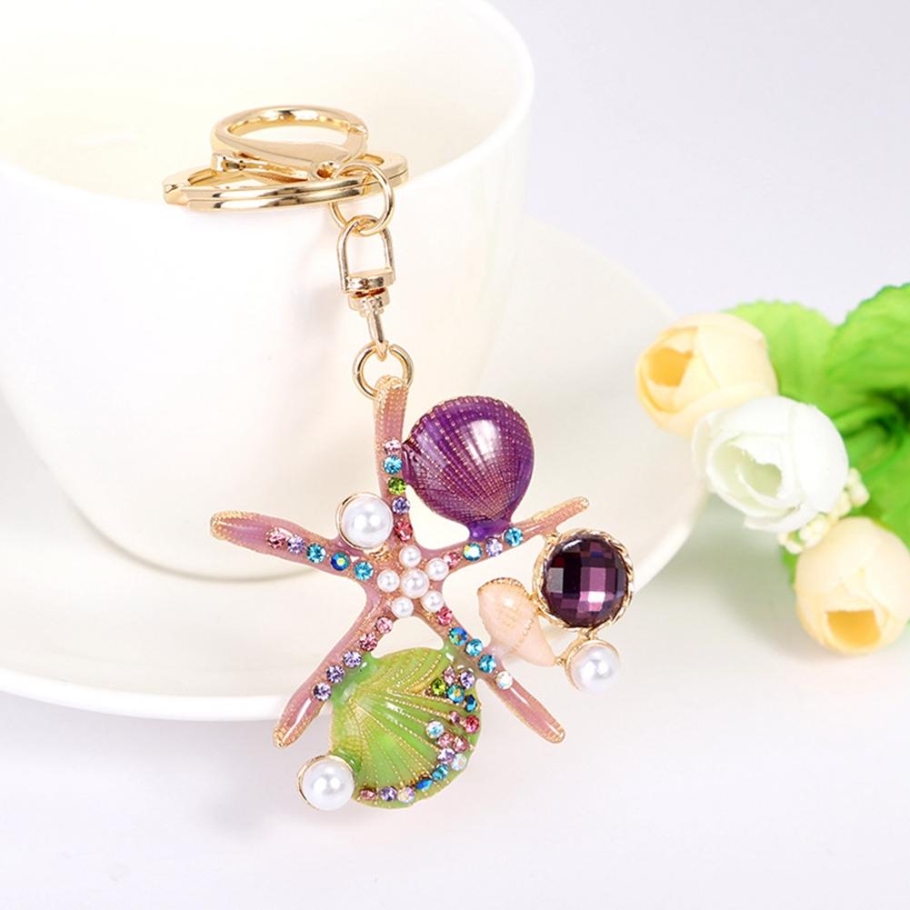SeashelL Shaped Pendant Keychain Resin Key Ring Bag Hanging Ornament (Green)
