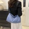Large Capacity Simple Crossbody Bag Solid Color Canvas Pillow Bag Versatile Shoulder Bag  Women