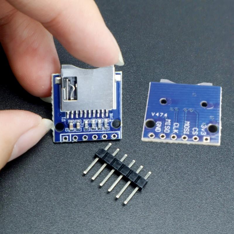 2 шт. плата расширения памяти Micro SD 3,3 В, мини-модуль защиты памяти карты Micro SD TF с выводами, подходит для Arduino