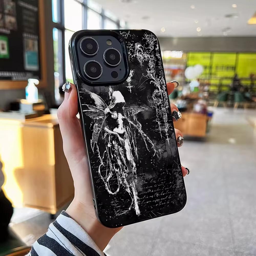 Чехол для телефона с узором в виде готической девушки Для iPhone 17 Air 16 e 15 14 13 12 11 Pro Max Plus Mini SE 2020 2022 Мягкий чехол