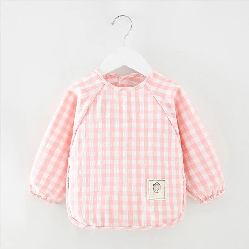 Летний детский пищевой комбинезон Водонепроницаемая одежда слюнявчики для мальчиков девочек Детская одежда Не требующий стирки фартук хлопковые клетчатые безрукавные слюнявчики