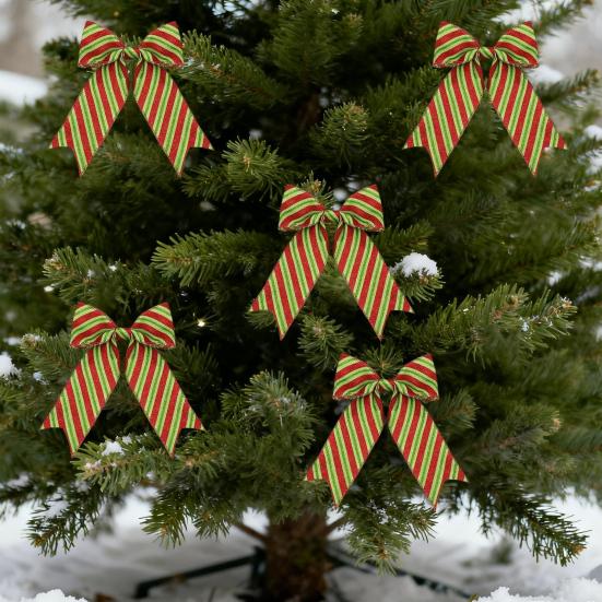 5 ярдов Рождественская проволочная лента 2,48" Красно-зеленая в горошек/полоску/завитушку Рождественская упаковочная лента для рождественской елки, венка, банта, упаковки подарков, DIY поделок