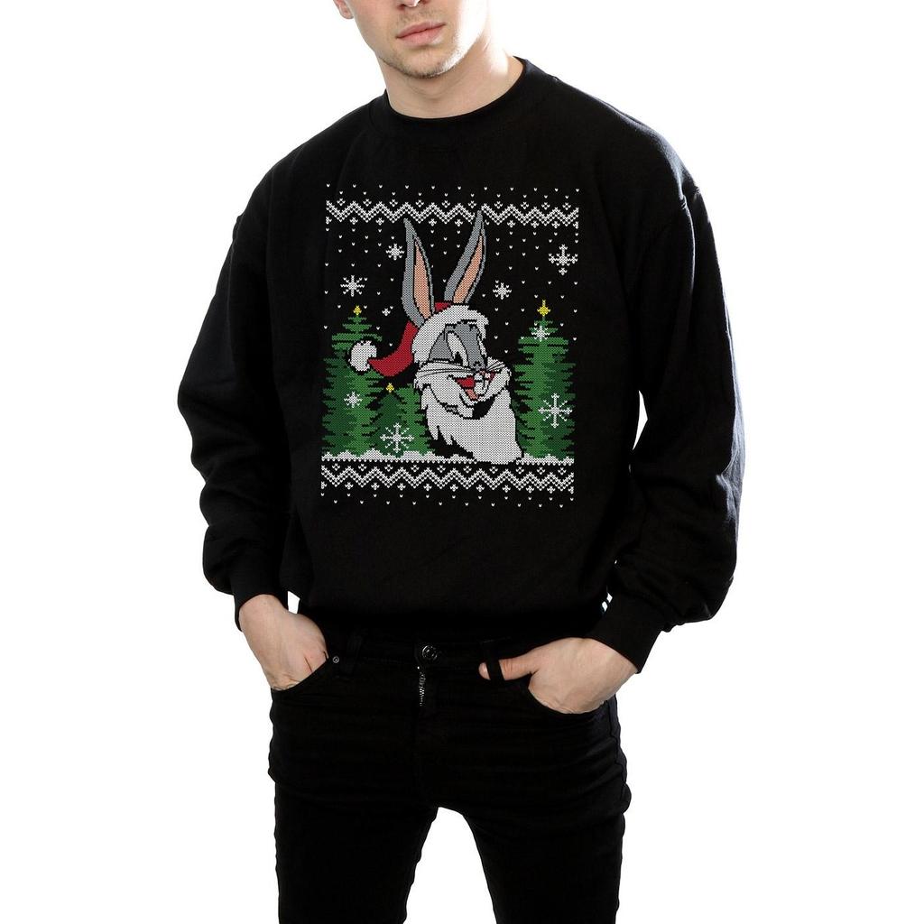 Looney Tunes Mens Bugs Bunny Christmas Fair Isle Sweatshirt