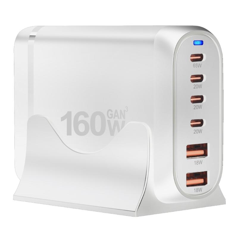 Многопортовая зарядная станция, 160 Вт USB C зарядное устройство с двойным USB и 4 портами Type C, для электронных устройств, для путешествий