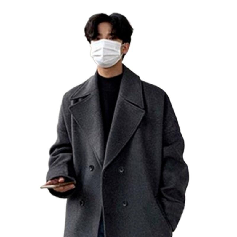 Мужское полупальто из британской шерсти двубортное средней длины с лацканами пиджачного типа