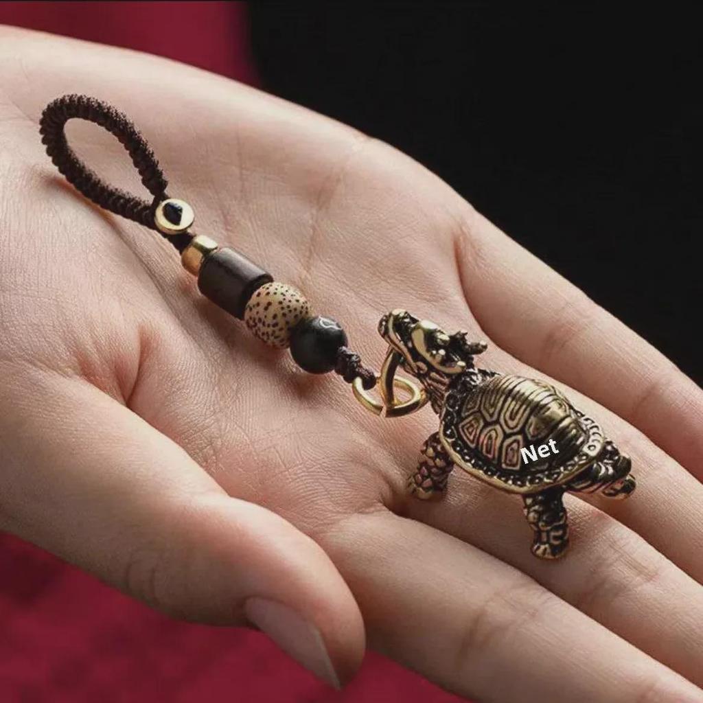 Custom Brass Bell Tortoise Shell Keychain Pendant - Retro High-End Car Lanyard