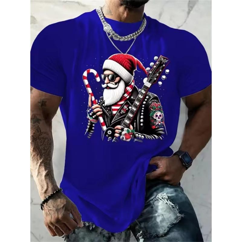 Christmas T-Shirt Funny 3d Santa Claus Print Tops Tees Mens T-Shirt Holiday Casual Harajuku Colorful Men's Clothing