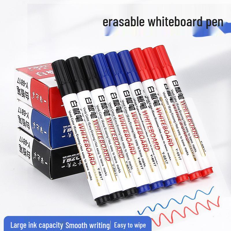 Erasable Whiteboard Marker Set: Large Capacity, Broad Tip, Easy Erase, Colors Included: Red, Blue, Black, Ideal for Teachers & Kids Drawing Boards.