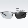 aoron Aluminum Frame Photochromic Polarized Sunglasses for Men Driving Anti-glare Glasses