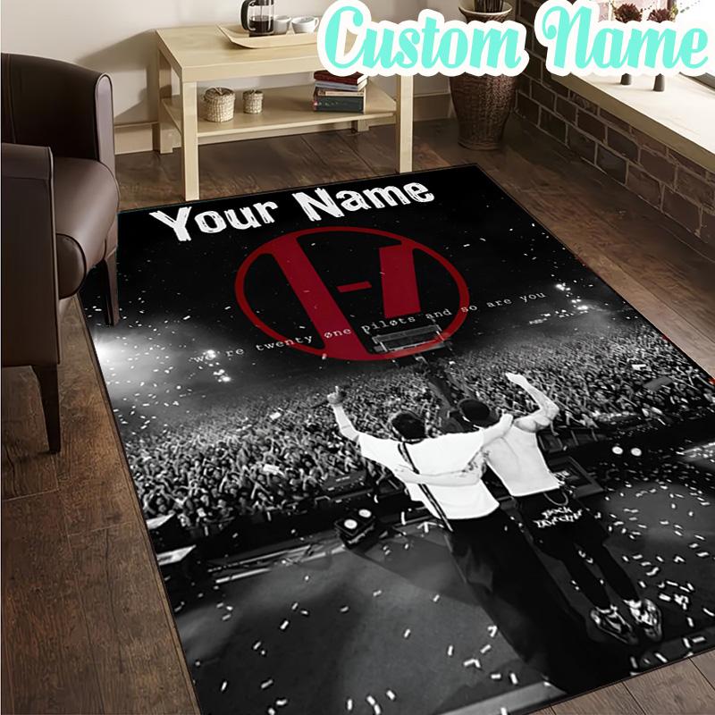 Custom Name Abstract Geometric Twenty Rug, Office Rug, Chair Rug, Carpet for Living Rooms, Doormat Game Rug Home Decor Christmas Gifts