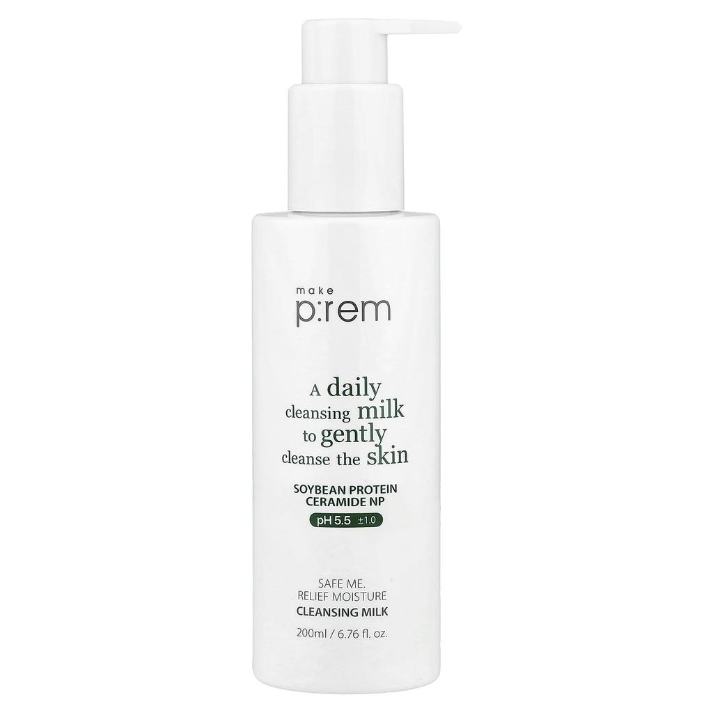 Make P:rem, Safe Me. Relief Moisture Cleansing Milk, 200ml (6.76 Fl Oz)