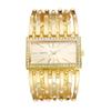 Bling Bangle Bracelet Diamond Analog Waterproof Square Antique Gold Casual Business Fashion Watch Ladies Accessories Birthday Anniversary Day