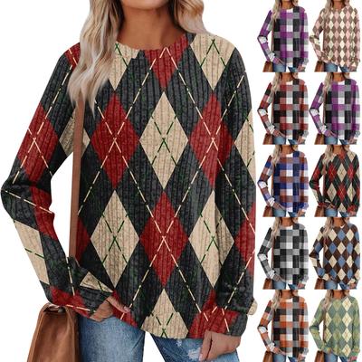 Женский принт Легкий Топ с круглым вырезом из матового хлопка