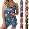Women's Fashion Christmas Print Set Sleeveless Top Shorts With Pajamas