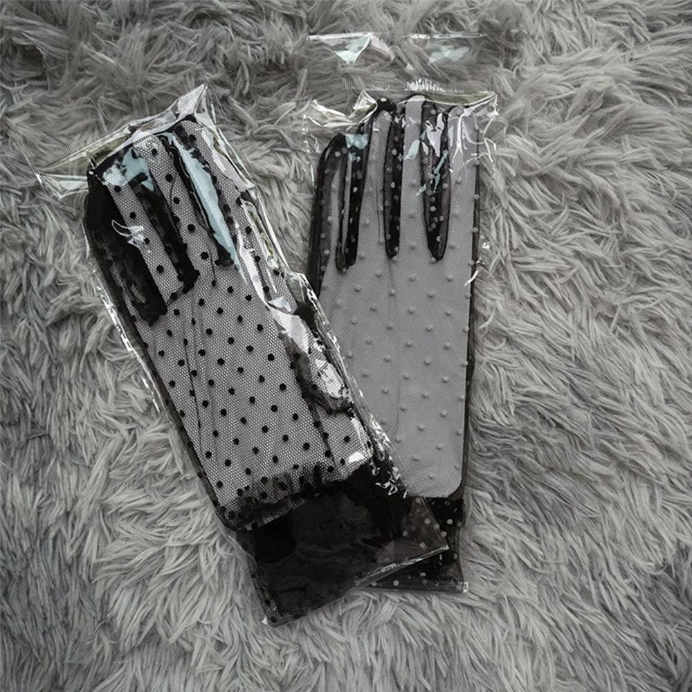 1 пара Гибкие аксессуары Эластичные Солнцезащитные Фальбала Пятна Пятна Перчатки Тюлевые перчатки Кружевные митенки