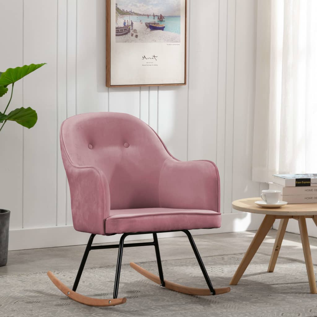 Rocking Chair Pink Velvet