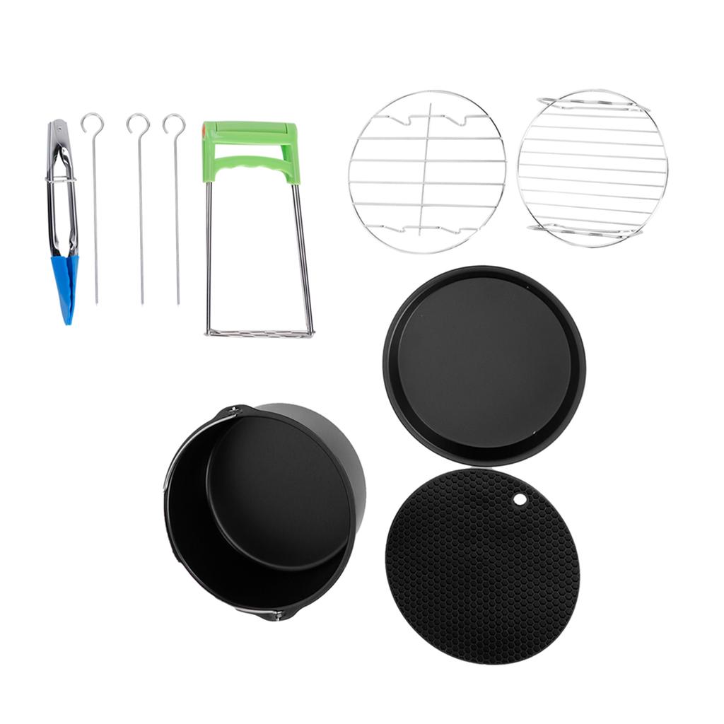 7in Kitchen Electric Fryer Accessory Cake Pan Pizza Plate Silicone Pad Grill Skewers Clamp
