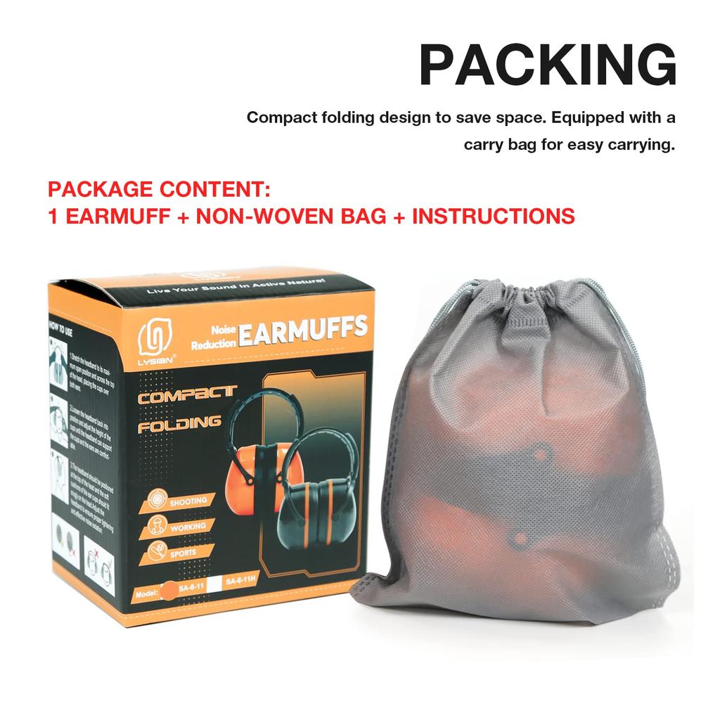 Foldable Noise Hearing Protection Hearing Protection Earplugs for and Loud Events [LYSIAN] Earmuffs, Shooting, Workplaces,