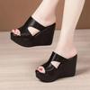Women's Slippers Wedge Heel Peep Toe 11cm Heel High Shoes Women Dress Outdoor 4.5cm Waterproof Platform 2025 Zapatillas De Mujer