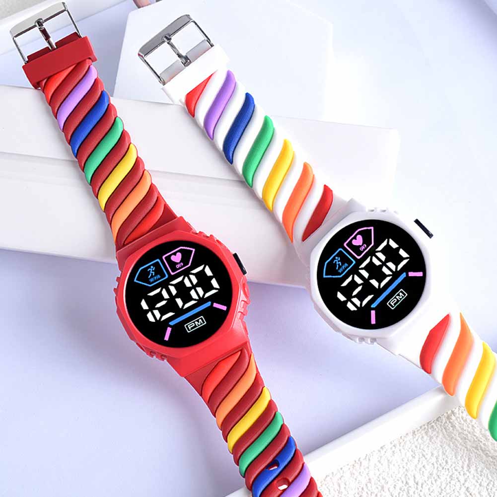 Children Kids Watch LED Digital Wristwatch for Boys Girls Waterproof Silicone Rainbow Kids Student Sport Electronic Watches