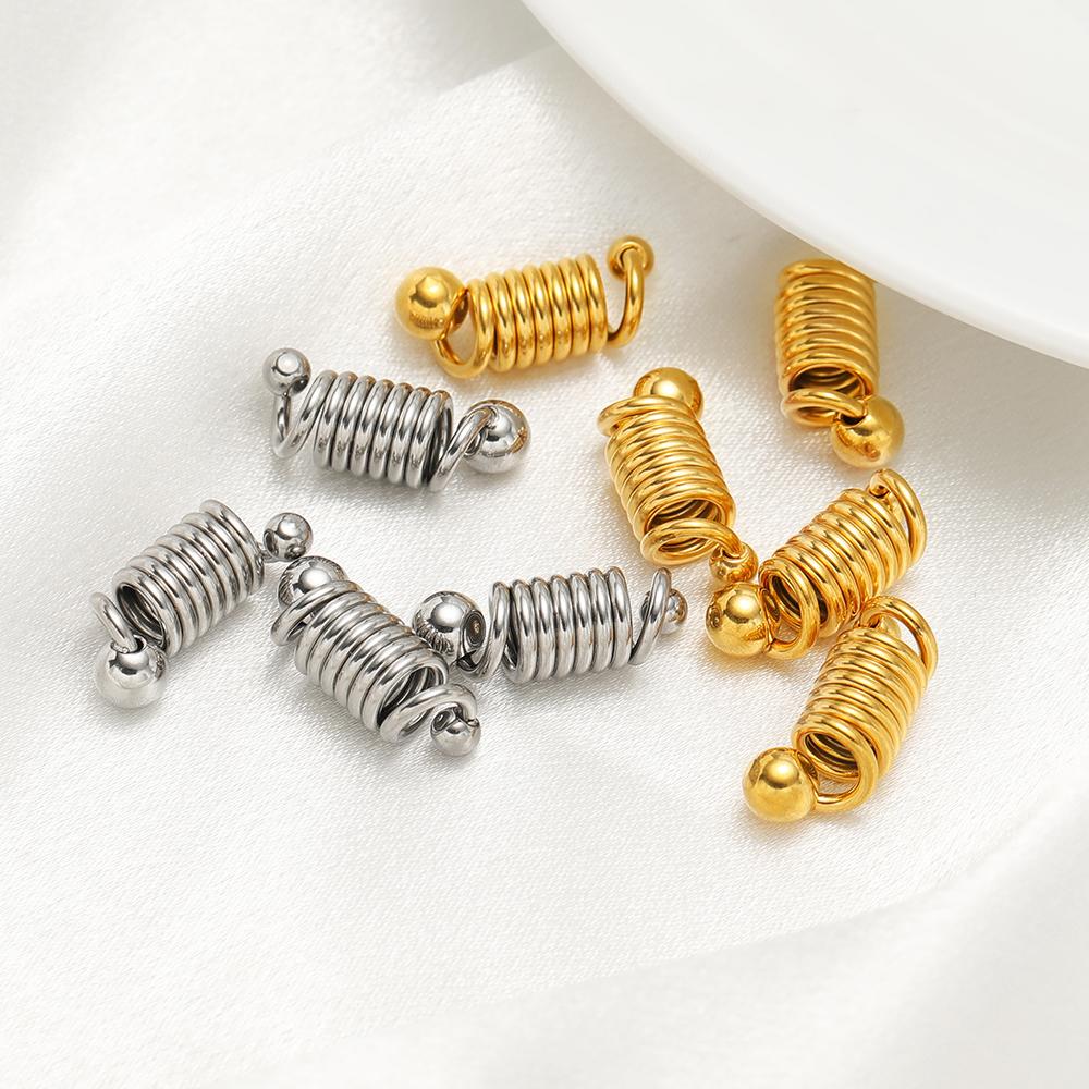 5pcs Gold Stainless Steel Chic Coil Thread Spring Charms Connectors for DIY Necklace Jewelry Making Bracelets Supplies Bulk