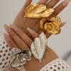 Punk Exaggerated Irregular Metal Flower Wide Open Adjustable Rings Geometric Finger Rings for Women Men Jewelry