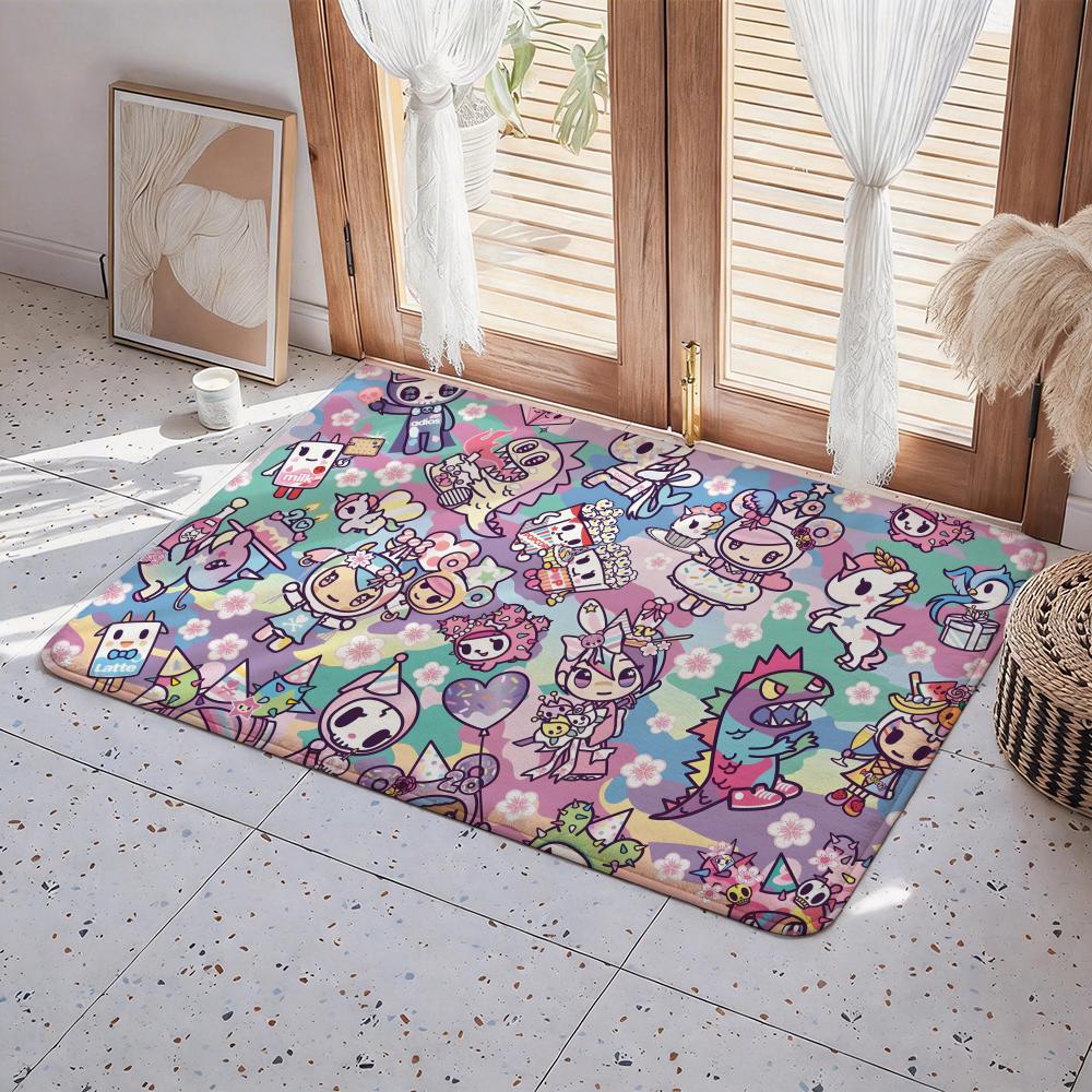 Character T tokidoki Floor Mat Eco  Flannel Doormat Non Slip Odorless Indoor Floor Rug Soft Short Plush Home Mat