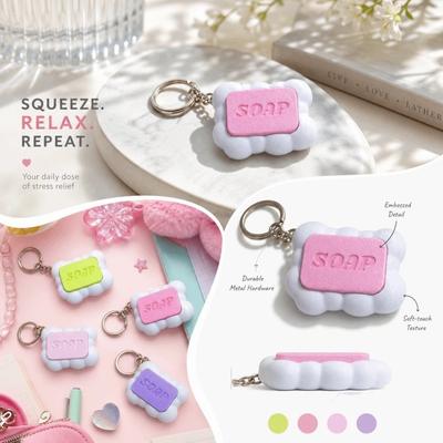 Realistic Design Soap Shape Keychain Pressable Button Fidget Toy Keychain Practical Gift