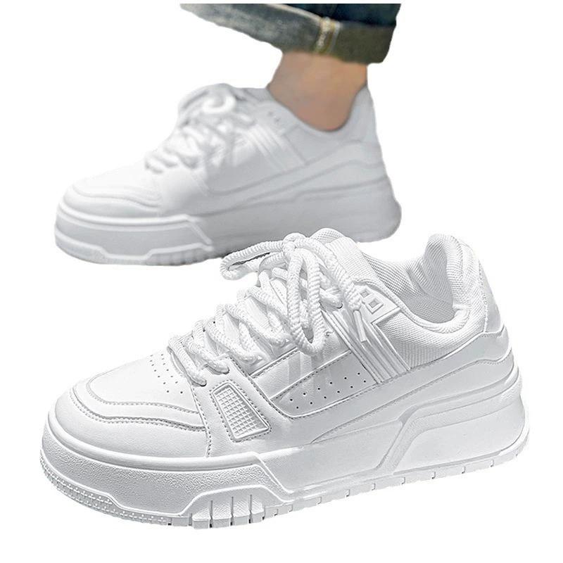 Мужская обувь, универсальная для весны и осени, повседневная, чисто-черная обувь для досок, молодежная спортивная, на толстой подошве, увеличивающая рост, для хлеба и модная обувь