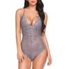 Сексуальные женские боди с кружевом на бретелях Perspective Lingerie Deep V-Neck Bodysuit