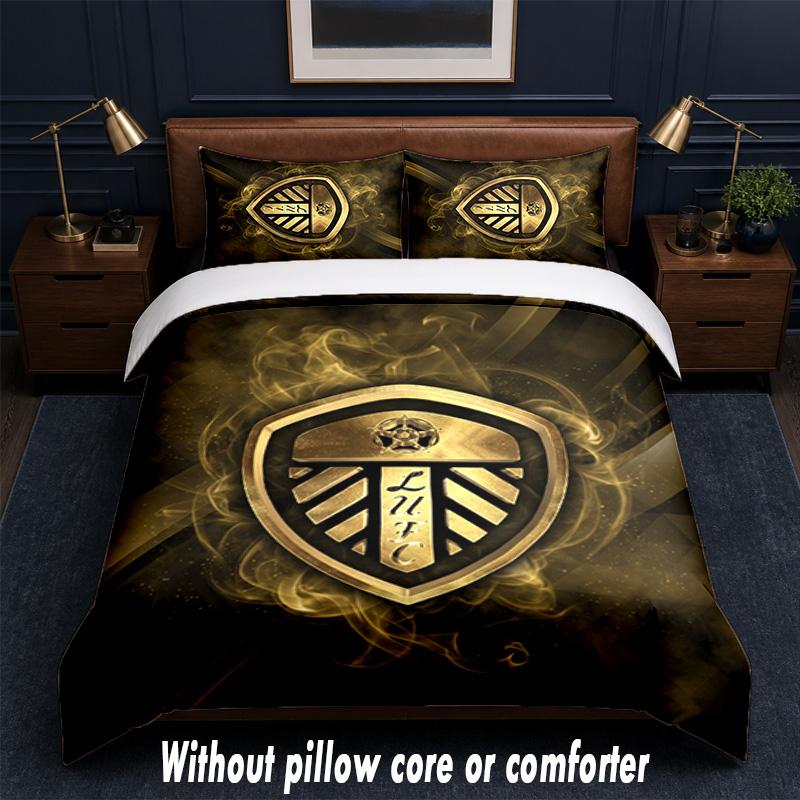 Leeds United Design Bed Bedding Set 1 Duvet Cover + 2 Pillowcases Soft Breathable Household Bed Linens