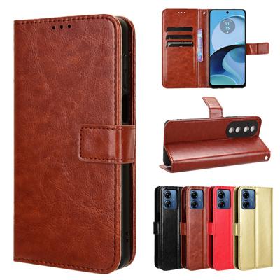 Кожаный чехол-книжка с отделением для карт и подставкой для Motorola Moto G04 G14 G24 Power G34 G54 G84, защитный чехол, противоударный держатель, полное покрытие для бизнеса