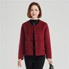 FengXun Women's Chinese Style Short Wool Blend Coat with Frog Buttons