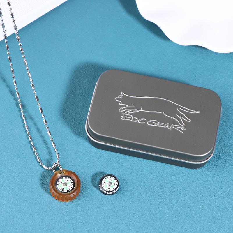 3in1 PEI Compass Pendant Necklace EDC Directional Outdoor Tool Portable for Adventure  Gear