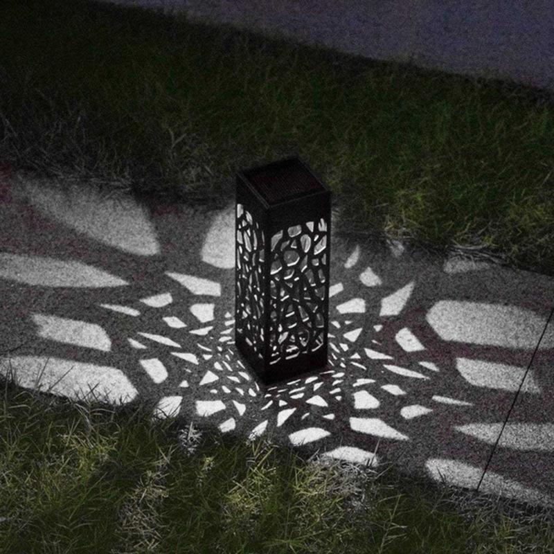 Solar Powered Hollowed Out Lawn Lights Waterproof Outdoor Decorative Light for Garden Patio Yard Courtyard Pedestrian Walkway