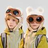 Children's Cap Winter Windproof Goggles Flight Cap Cartoon Bear Cap Velvet Warm Ear Protection Bomber Hat