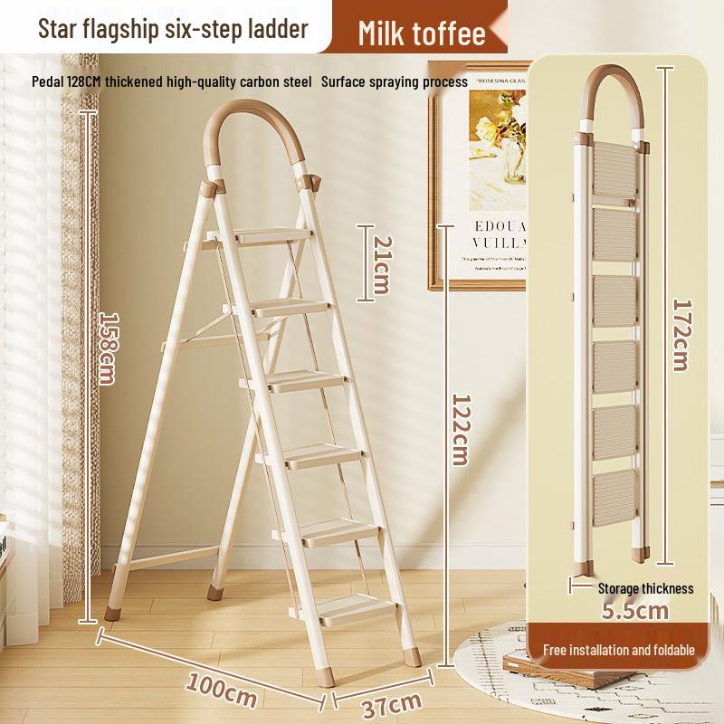 Многофункциональная телескопическая А-образная лестница из углеродистой стали двойного назначения и складная комнатная вешалка для одежды