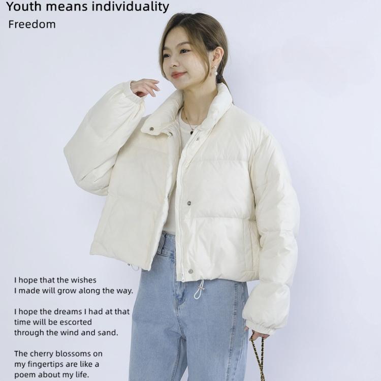 Зимнее женское пальто, однотонное, простое, утолщенное, с коротким воротником-стойкой, куртка из утиного пуха