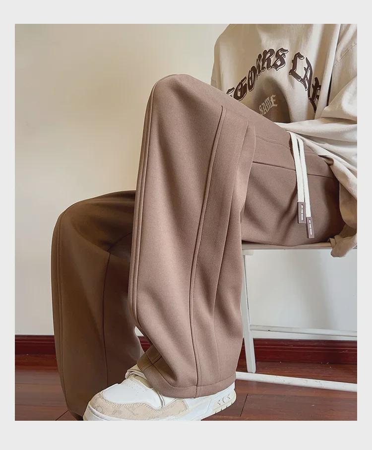 Men's Soft Velvet Wide-Leg Sweatpants: Versatile High Street Style for Autumn and Winter.