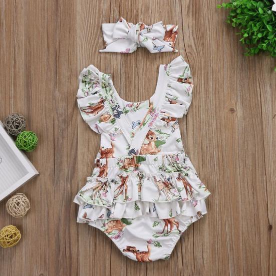 Одежда для новорожденной девочки, ромпер без рукавов, мягкий, дышащий, не линяющий, детский комбинезон с мультяшным принтом, боди-комбинезон для младенца