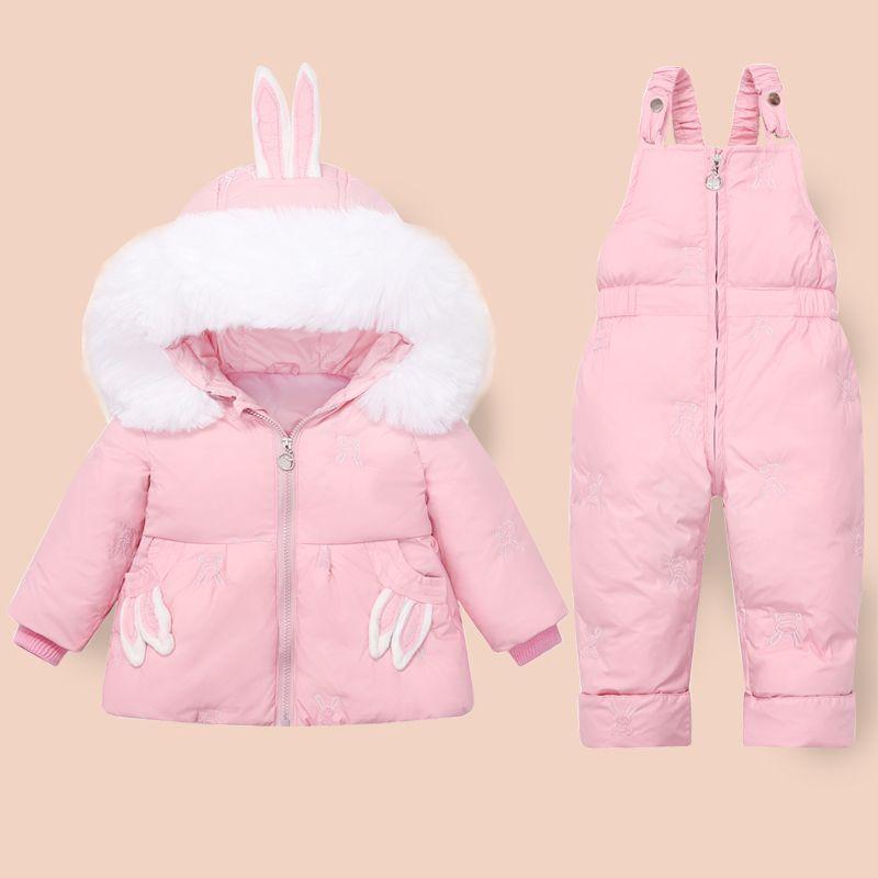 Winter Children's Clothing Set Two Pcs Girl Down Jacket Baby Snowsuit Clothes Overalls for Kids Toddler Jumpsuit Coat