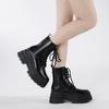 Fashion Shoes for Women Mid-Calf Winter Women's Boots Solid Color Round Toe Lace Up High Heels Water Proof Shoes Women