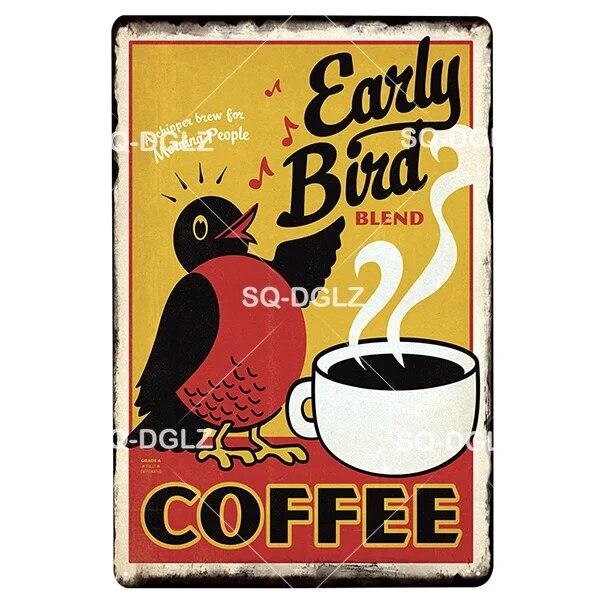 Coffe Metal Sign Plaque Metal Vintage Pub Bar Decor Tin Sign Coffee Shop Plate Poster Home Decor Art Painting Wall Sticker