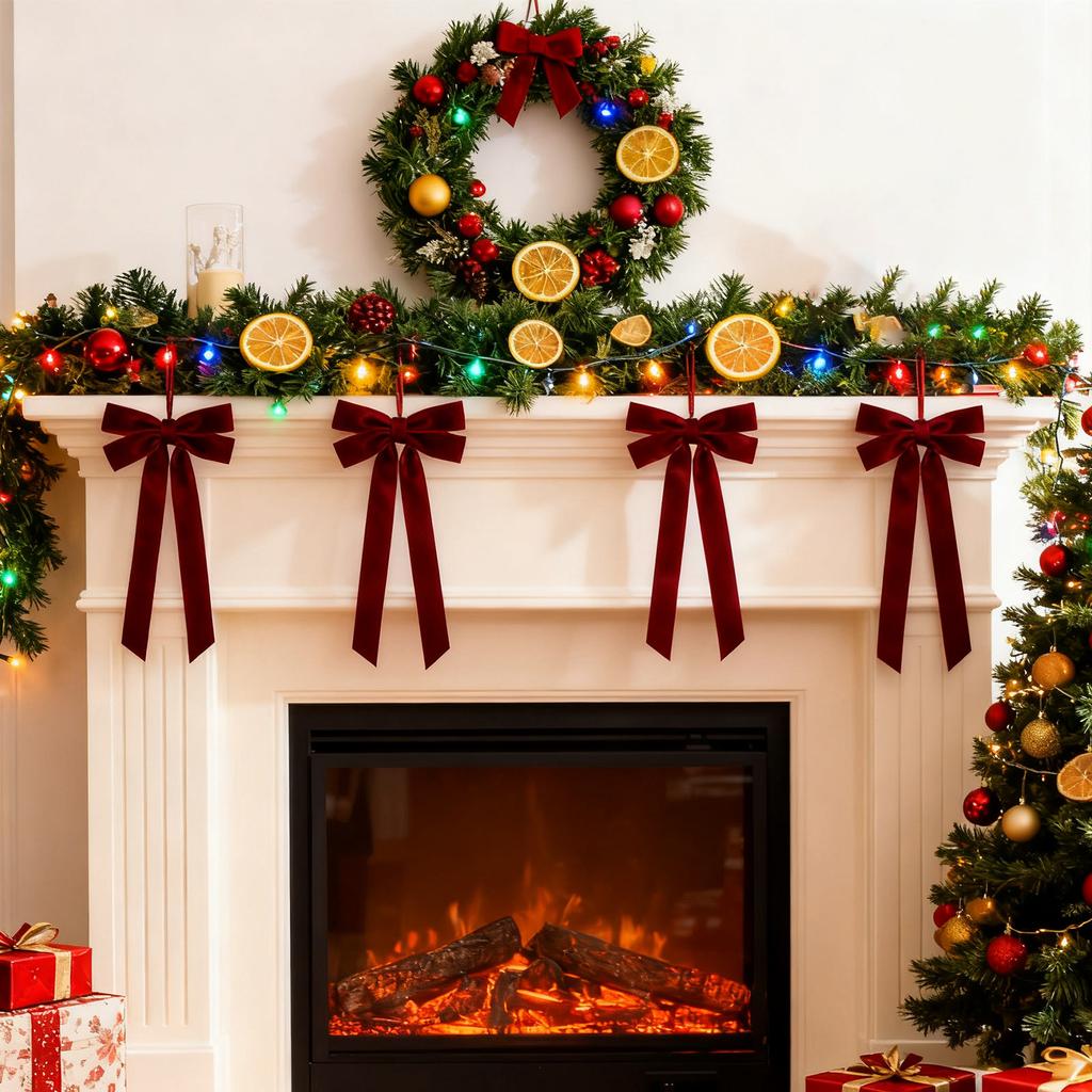 Украшение в виде банта для рождественской елки, Маленький бархатный бант для рождественской елки - Украшение для вечеринки, свадьбы, дома