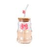 With Straw Glass Cup with Lid Wavy Design Juice Cup Valentine's Day Gift Coffee Cup  Milk Cup