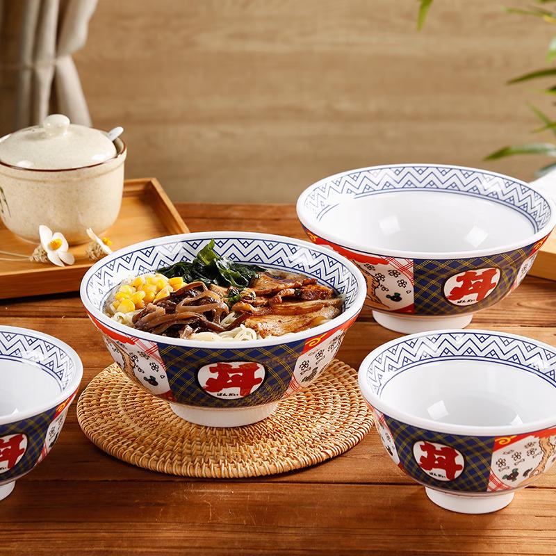 VAKADA 6-inch Melamine Japanese Style Rice & Noodle Bowl Set (3-Pack)