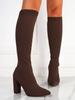 Women Shoes Mesh Knitting Long Boots High Heels Knee High Boots  Platform Boots Plus Size 42