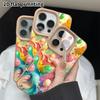 Phone Case: 2D flat lambskin suitable for iPhone 18, 17, 16, 15, 14, 13 Pro protective cases, rainbow waves, colorful paint bubbles, Christmas and Hal