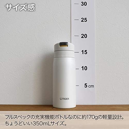 Tiger thermos (TIGER) Tiger Water Bottle 350ml Sahara Mug Stainless Steel Bottle One Touch Lightweight Shell White MCX-A352WR